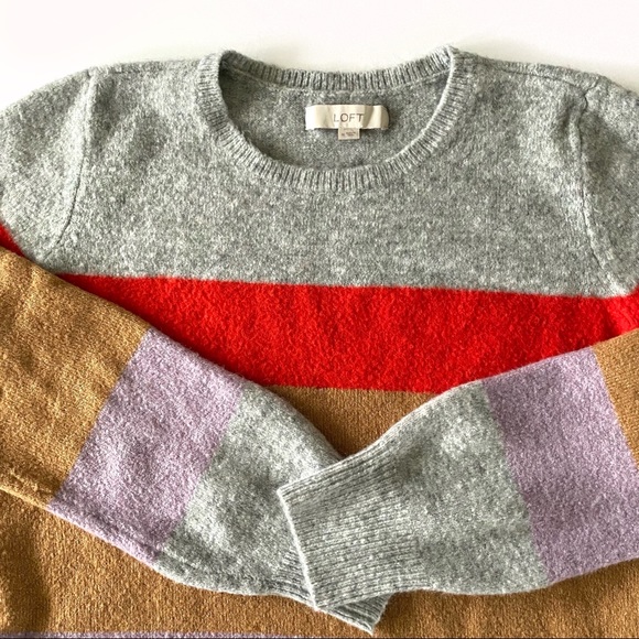 SOLD LOFT Striped Crew Neck Sweater Size Medium - Picture 3 of 5